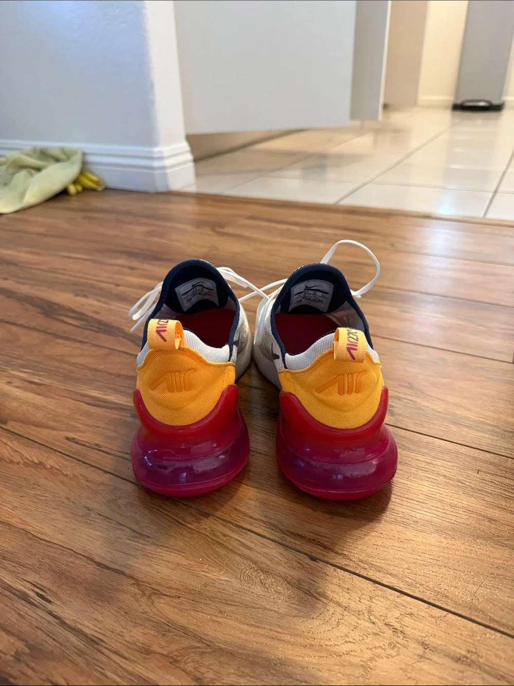 Nike Kids Air Max 270 White with Pink and Yellow Accents